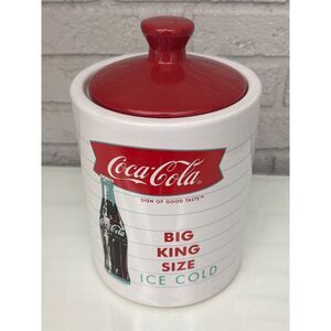 Gibson Coca Cola “ Big King Size Ice Cold “ Ceramic Canister Cookie Jar With Lid